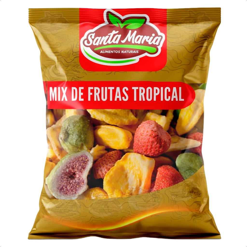 Mix Frutas Tropicais Desidratadas Chips 100% Natural - Snack Saudável Fitness Fit Dieta