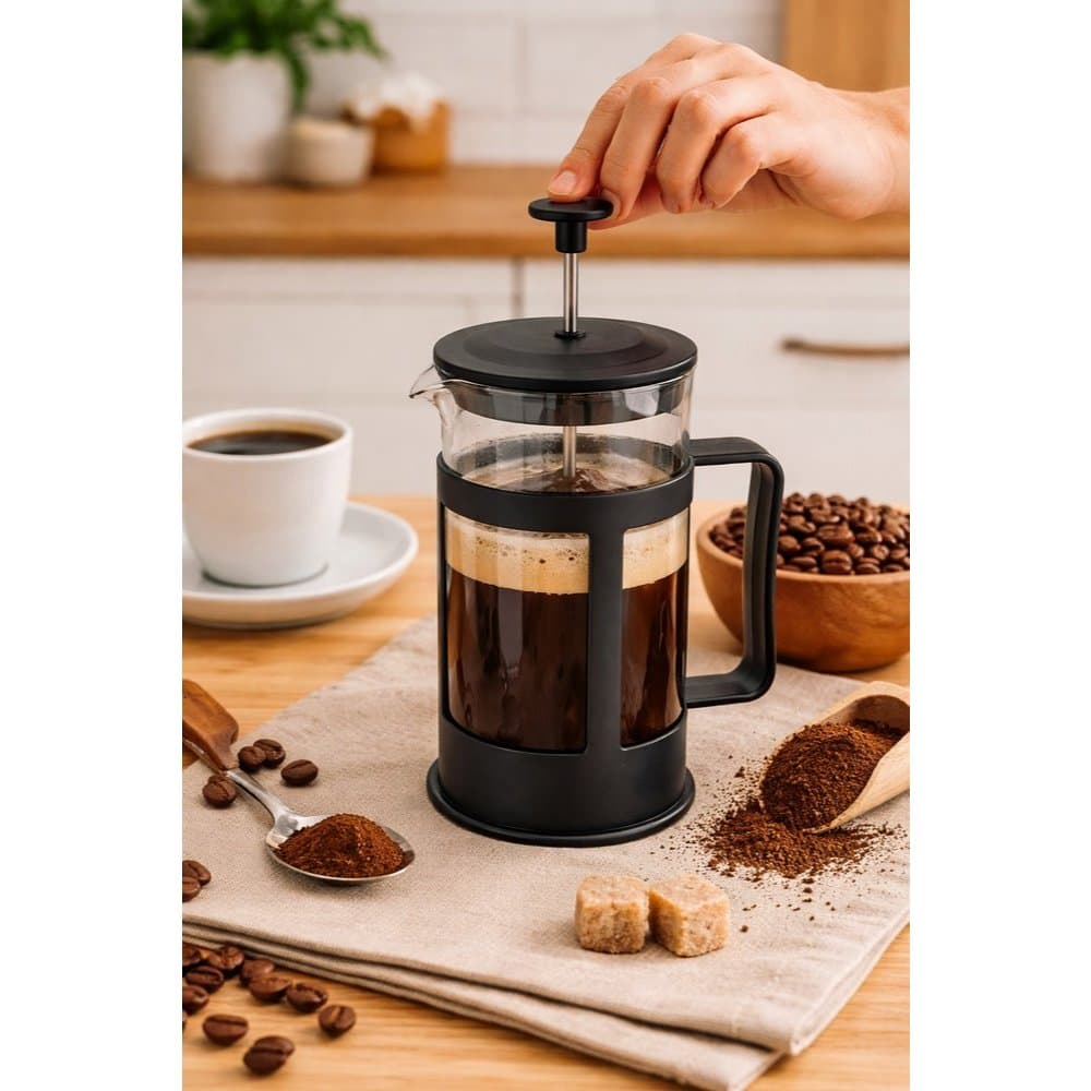 Cafeteira Prensa Francesa manual 300ml Vidro resistente filtro malha fina Café Expresso leite cremoso chá