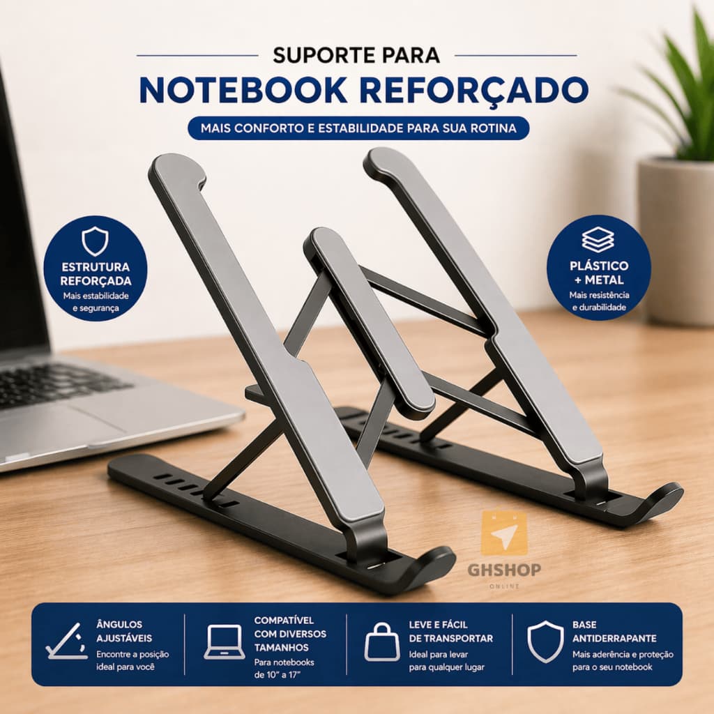 Suporte Base Para Notebook Mesa Apoio Tablet Portatil com Regulagem Dobravel