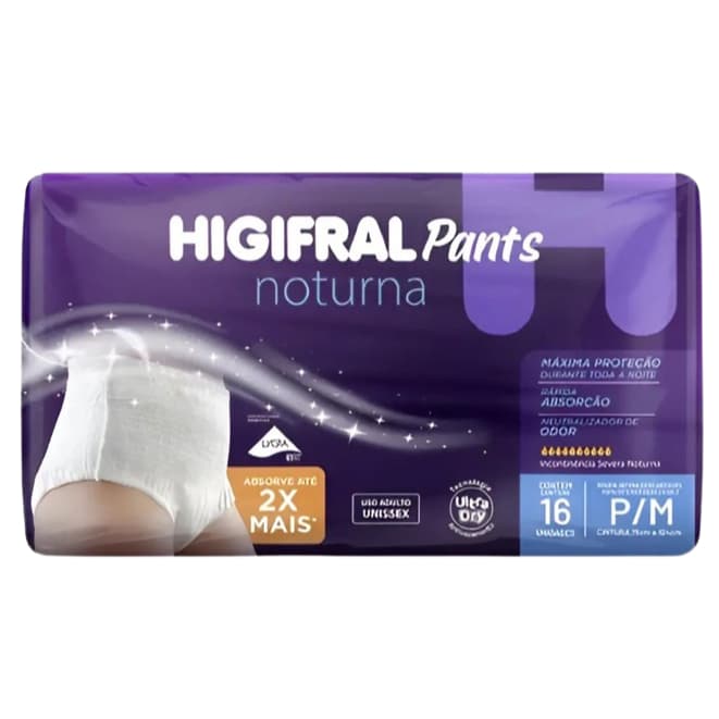 FRALDA PANT HIGIFRAL NOTURNA  P/M C/16