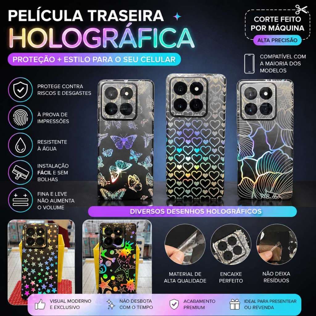 SKIN PELICULA TRASEIRA PARA QUAL QUER CELULAR(SEM LATERAL)SERVE IPHONE/SAMSUNG/MI/REDMI/MOTOROLA