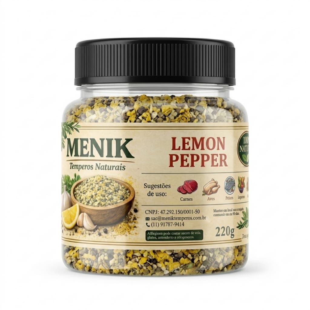 Lemon Pepper Premium para Frango Peixe Carnes e Churrasco 220g