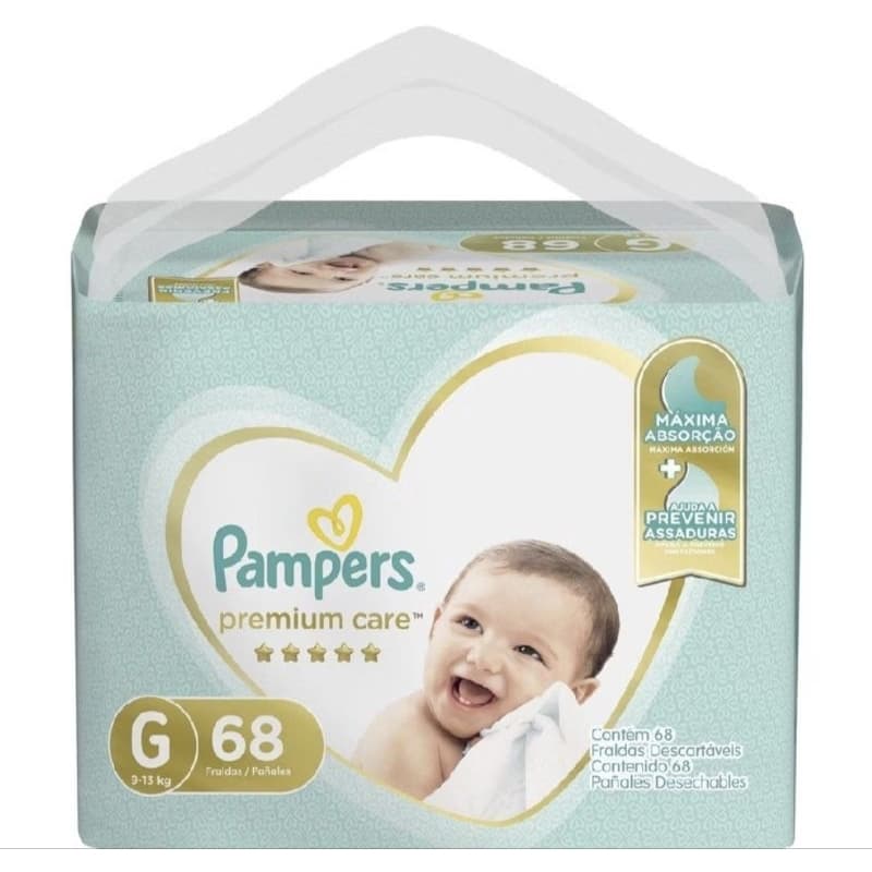 Fralda Pampers Premium Care Tamanho G 68 unidades hipoalergenica