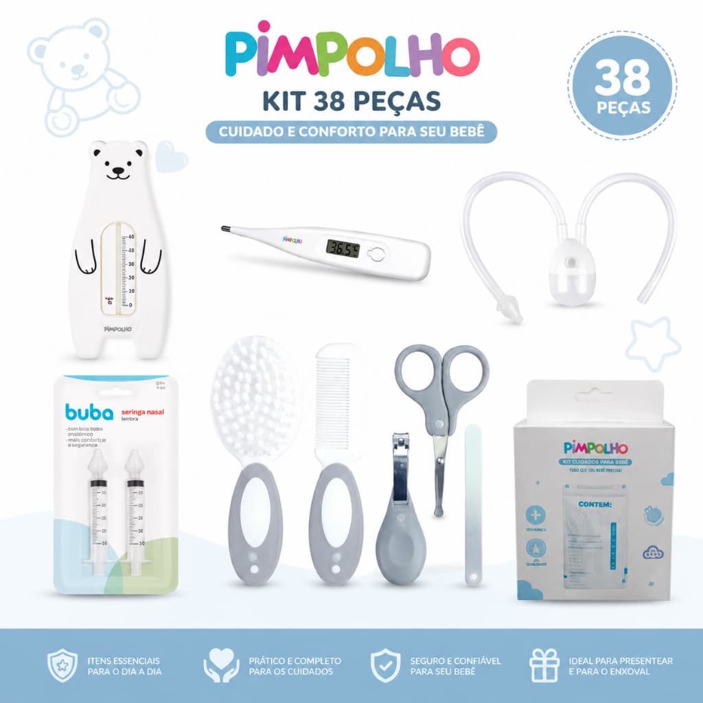KIT ESSENCIAL completo para bebê  38 peças  chá revelação mães de primeira viagem enxoval