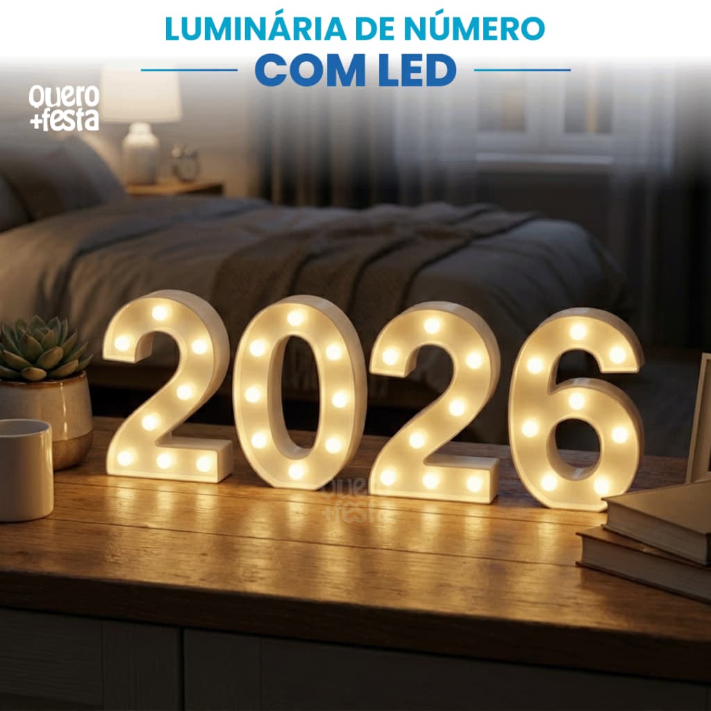 Luminária de Número Com Led Decoração de Festa
