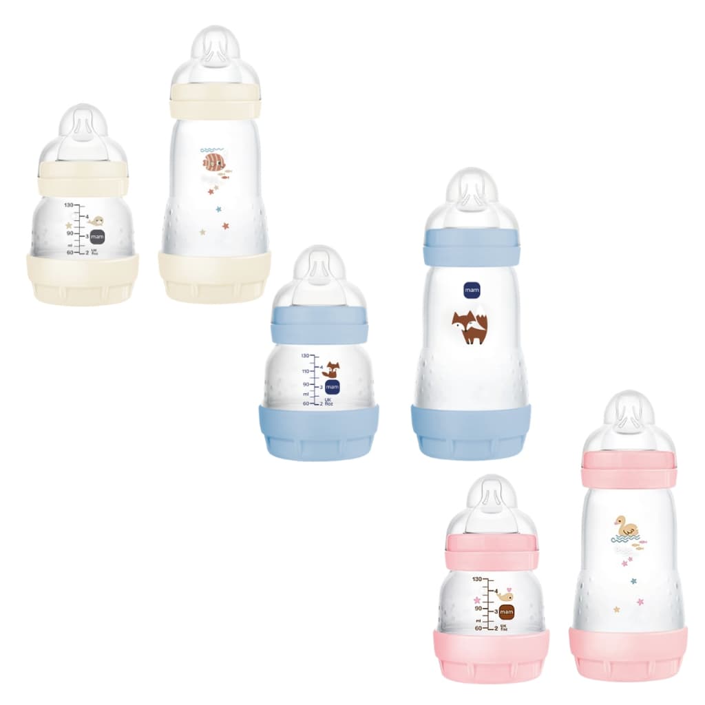 Kit 2 Mamadeiras MAM Easy Start 130ml 260ml Bico Silicone Fluxo Lento Bebe Completo
