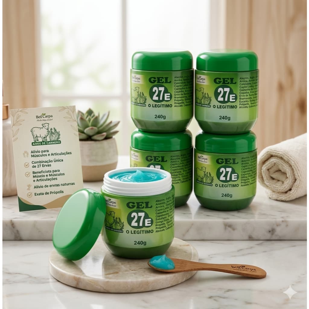 1 unid. Gel massageador 27 Ervas - ORIGINAL Bell Corpus - 240g, alívio de dores musculares e pernas