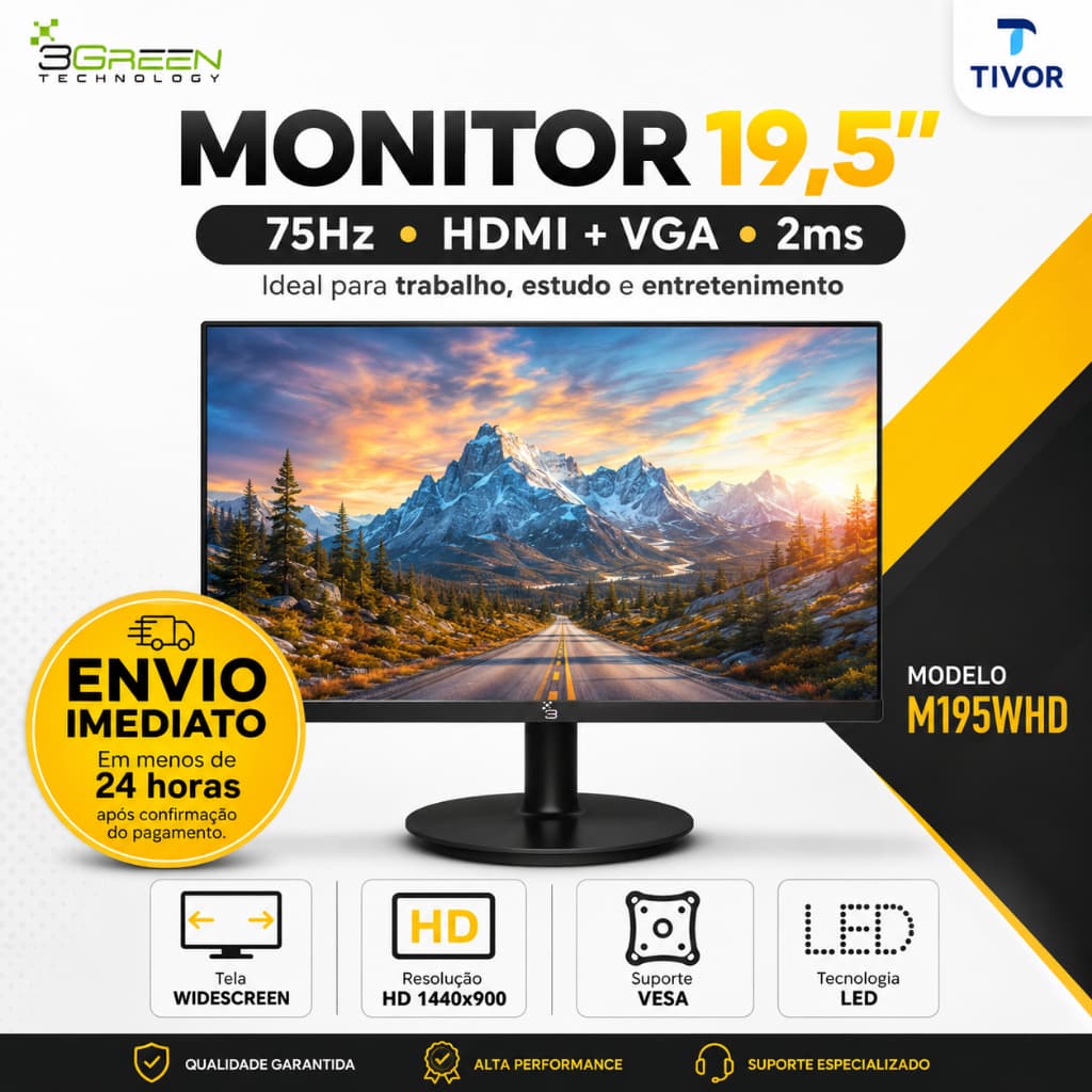 Monitor Gamer 19.5 Polegadas HDMI VGA Escolar
