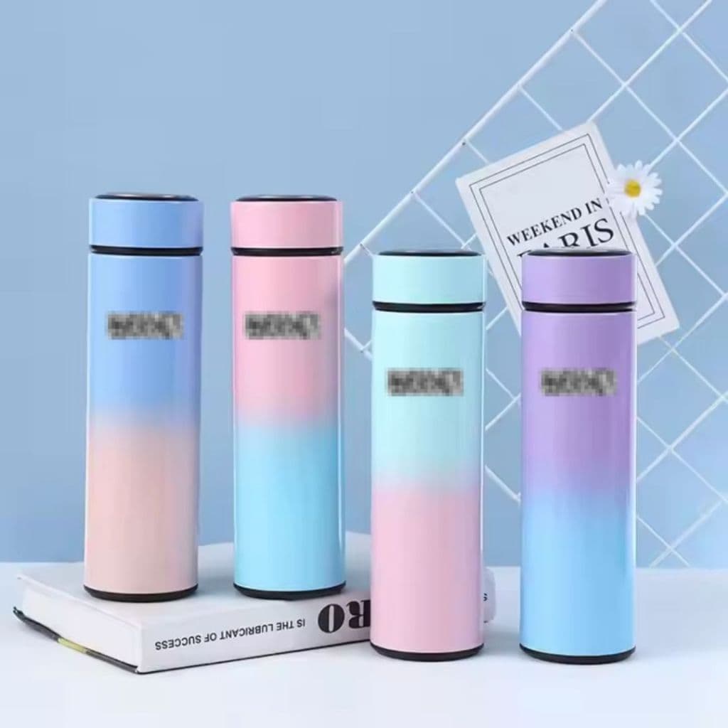 Garrafa Térmica Com Logo Aço Inox Termômetro Digital Vácuum Squeeze Bebidas geladas e quentes Degradê