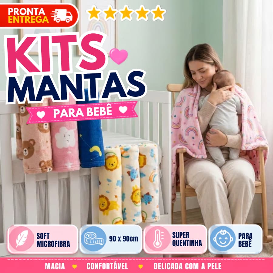 Manta Cobertor De Bebê Estampada Menina e Menino Cobertinha De Berço 85cm x 85cm
