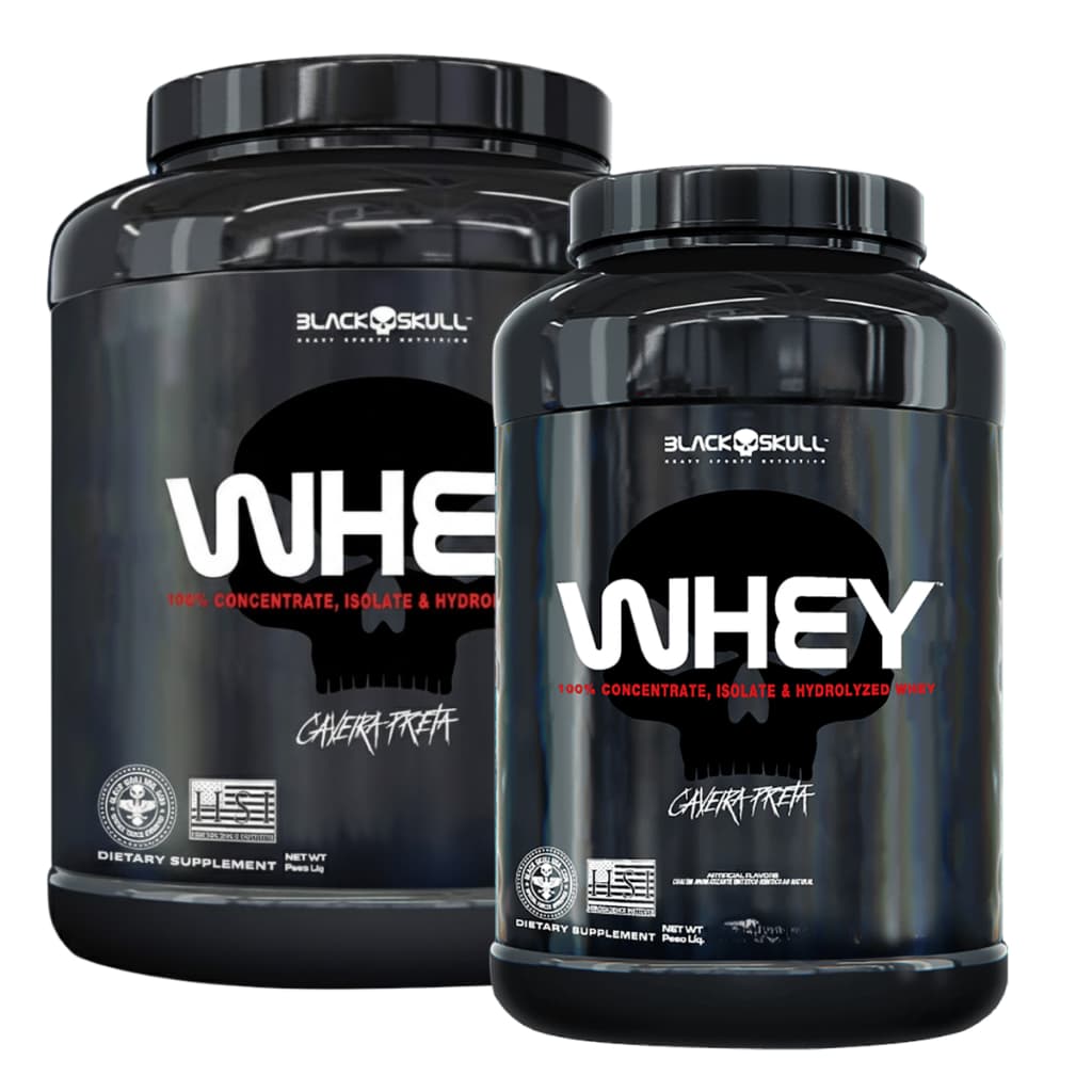Whey Protein  WPC + Whey Isolado + WPH 1kg ou 2kg- Black Skull