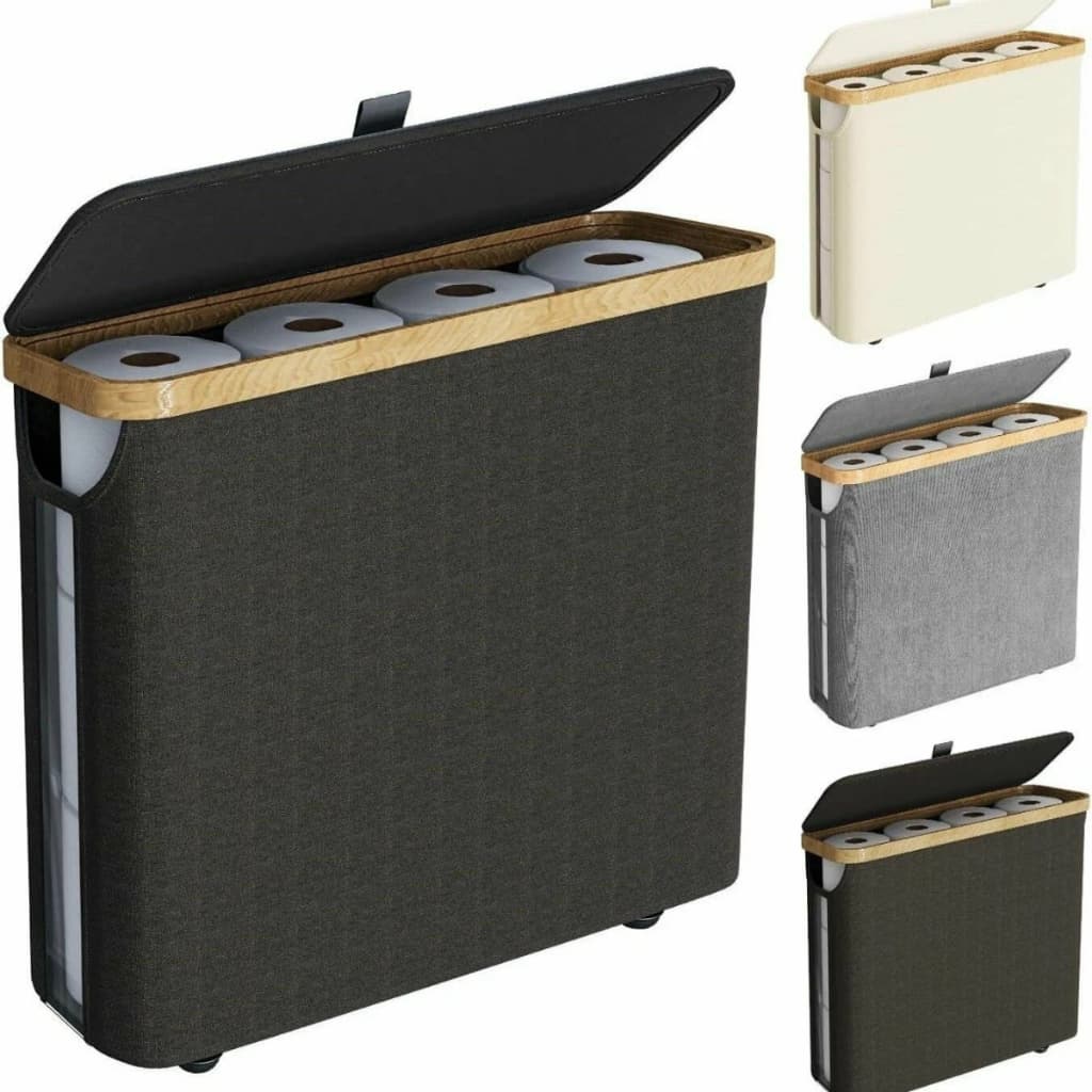 Cesto Organizador Papel Higiênico Banheiro Tampa Multiuso bambu