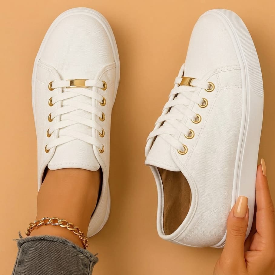 Tênis Feminino Casual Confortável Sapatênis Branco Estiloso Macio Leve Elegante