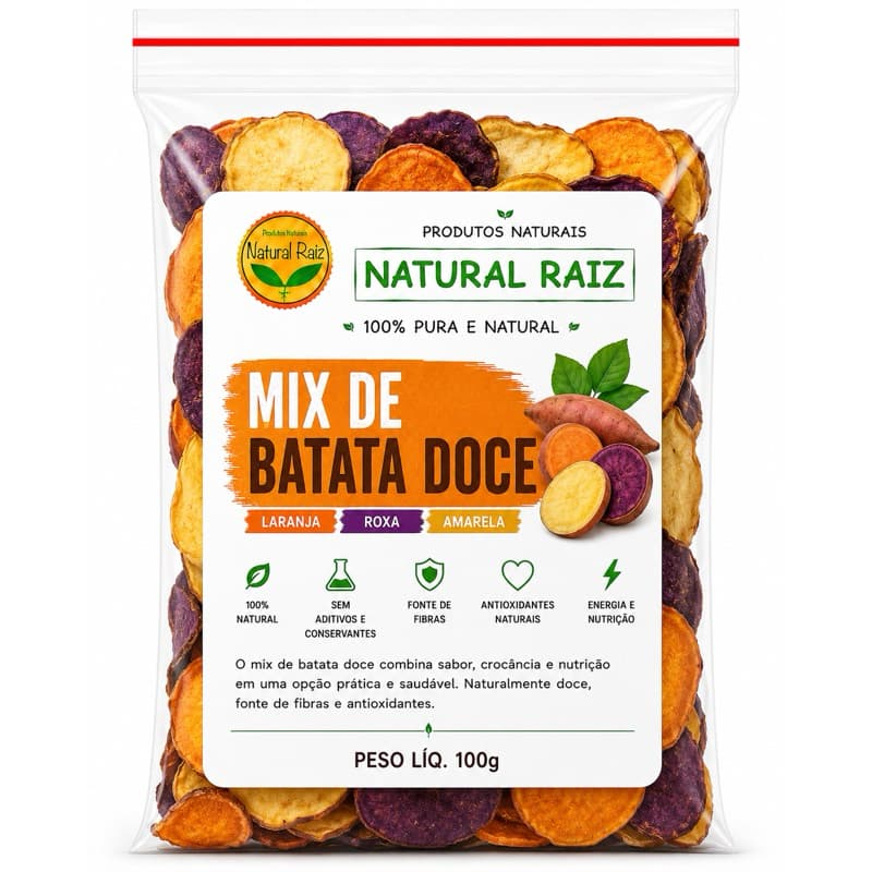 Mix Batata Doce Chips Snack Saudável Natural
