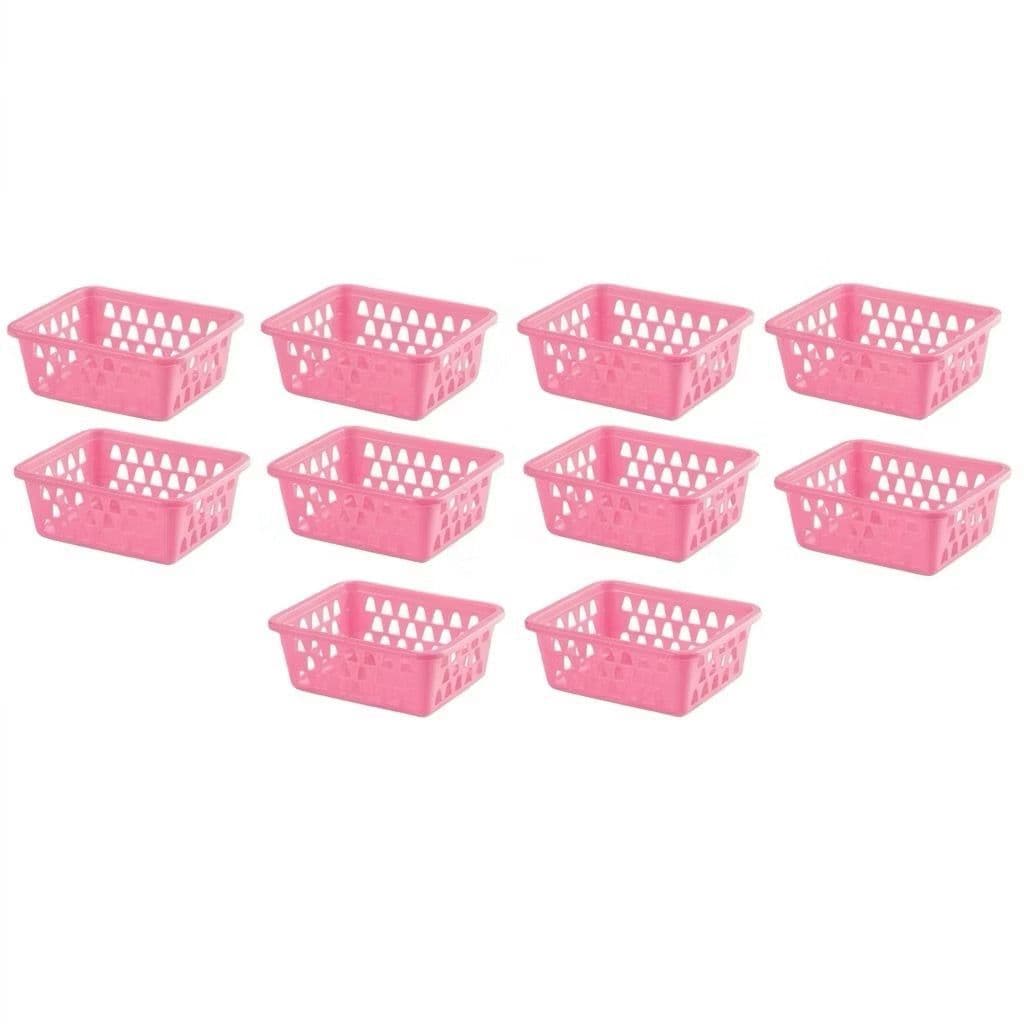 Cestinhas Rosa  menina Organizadores pequenos Multiuso Gaveta, Bebe, Banheiro,Cozinha Kit Com 10UN