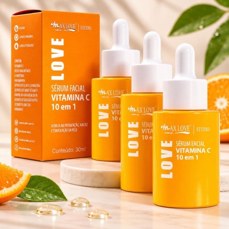 Sérum Facial 10 em 1 Vitamina C Max Love - 3 unidade