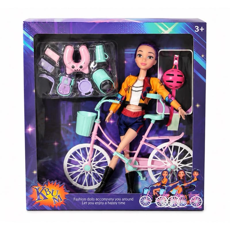 Boneca Guerreira  k pop com bicicleta  e acessórios articulada