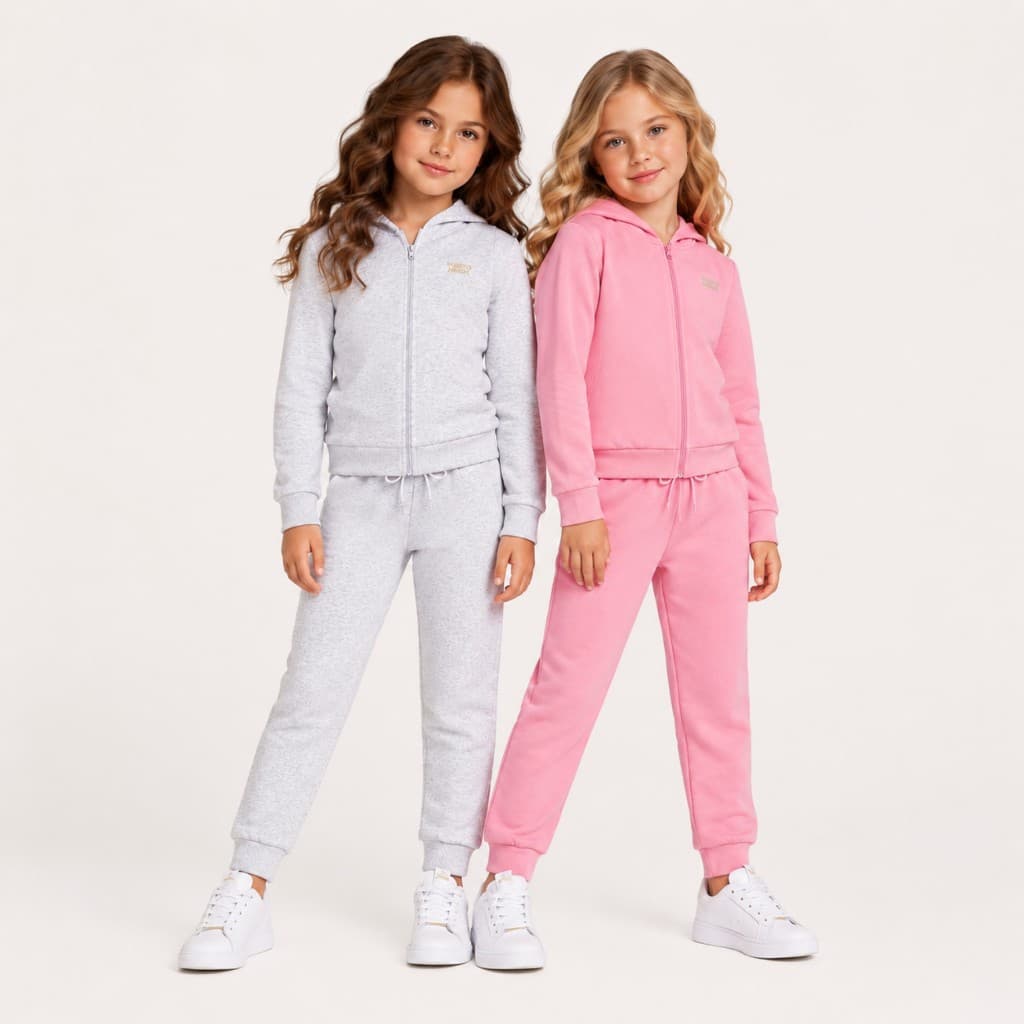 Conjunto Infantil Feminino Moletom Peluciado com Capuz e Zíper 4 ao 12 Anos Inverno Quentinho Fofo