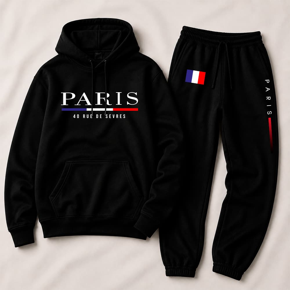 Kit Conjunto Masculino Moletom Canguru Capuz e Calça Moletom Jogger Paris Minimalista Várias Estampas