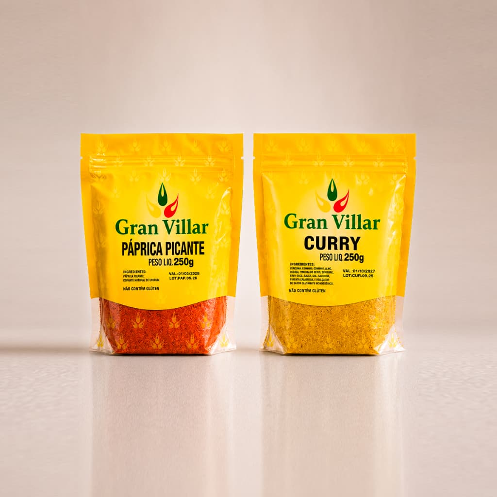 Kit Curry 250g + Páprica Picante 250g Temperos Especiais para Carnes Frango e Receitas