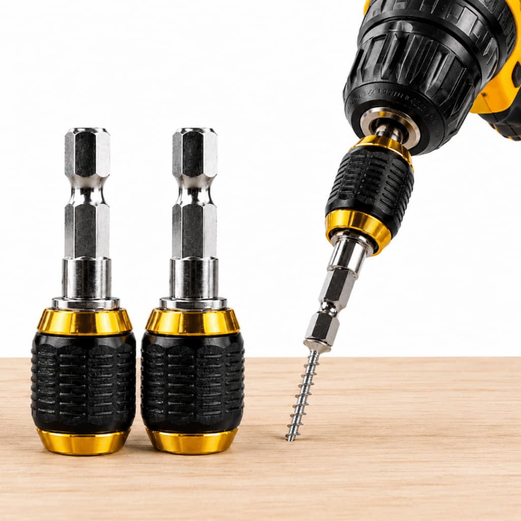 Adaptador Mandril Magnético Engate Rápido 1/4 6,35mm 60mm Hexagonal Troca Rápida Bits Brocas Furadeira Parafusadeira