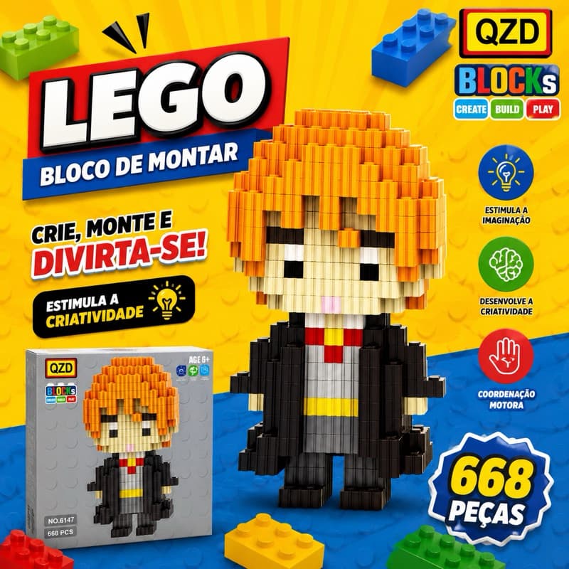 LEGO BLOCO DE MONTAR TURMA HARRY POTTER