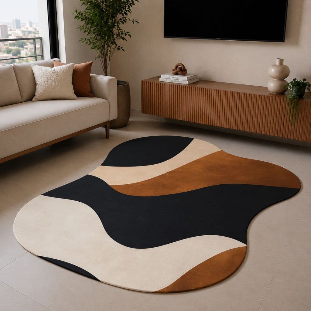 Tapete 117x67cm Decorativo Para Sala Quarto Antiderrapante Modelo Orgânico 006