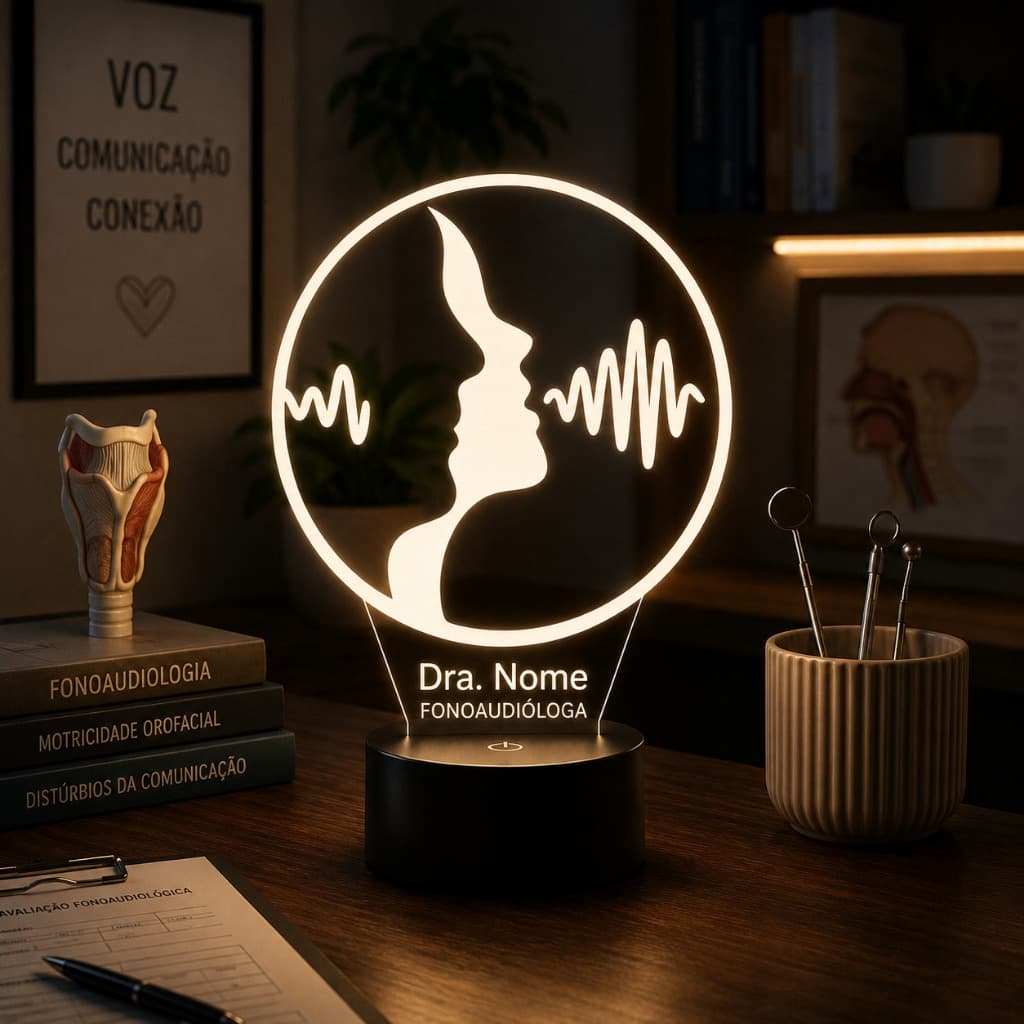 Luminária Led 3d | Fonoaudiologo Fono Médico | Abajur Presente Criativo Decoração Multicores