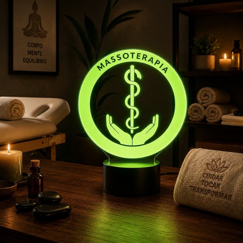 Luminária Led 3d Massoterapia Massagem Massagista Abajur Presente Criativo Decoração Multicores