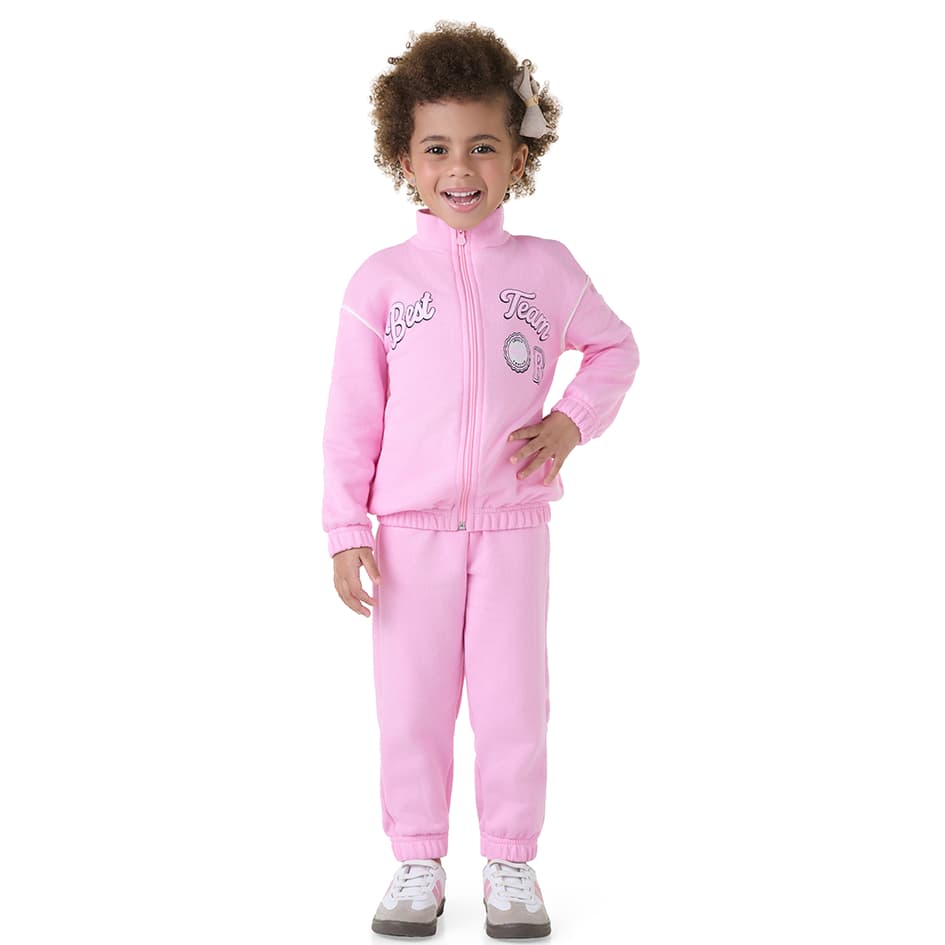 Conjunto Infantil Menina de Moletom 100% Algodão com Jaqueta e Calça