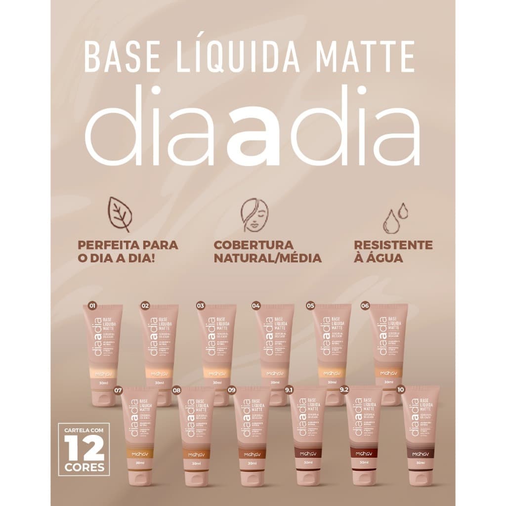 Base Líquida Matte Mahav Dia a Dia Cobertura Natural