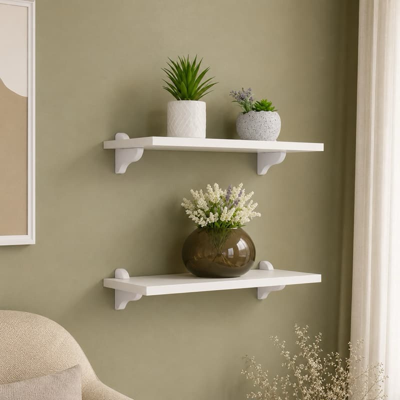 KIT Prateleira MDF de Parede com Suporte Decorativa Suspensa Multiuso para Sala, Quarto, Banheiro, Cozinha e Escritório