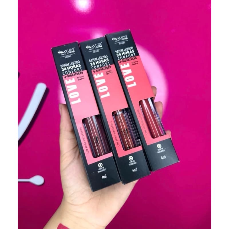 Batom Líquido Matte 24 Horas Confort + Hidratação Efeito Matte Com Ácido Hialurônico - Maxlove