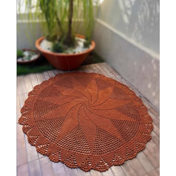 Tapete Redondo de Crochê 1 Metro Artesanal Tapete de Barbante para Sala Quarto Decoração Luxo