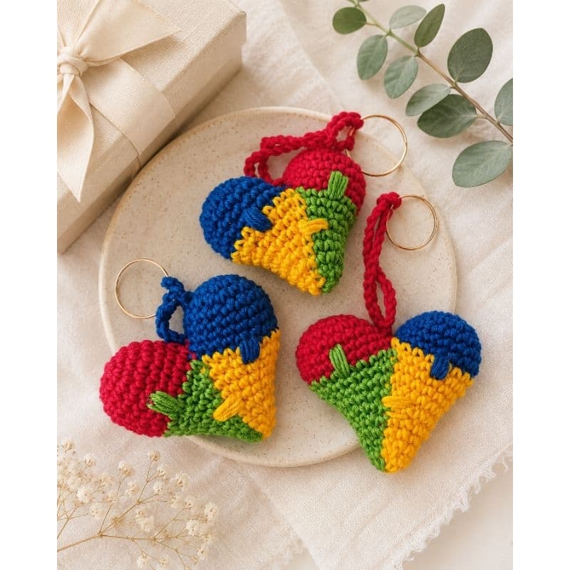 kit 3 Chaveiros Amigurumi Coração Autismo Crochê Lembrancinha