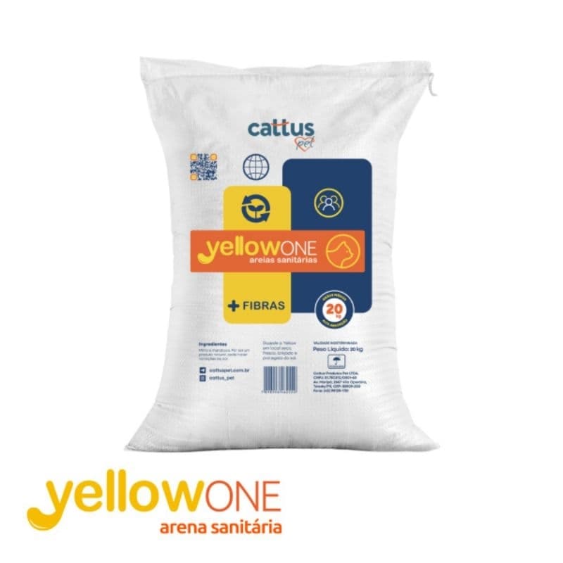 Areia Sanitária Yellow ONE 20kg – Alta Economia para Multi-Gatos