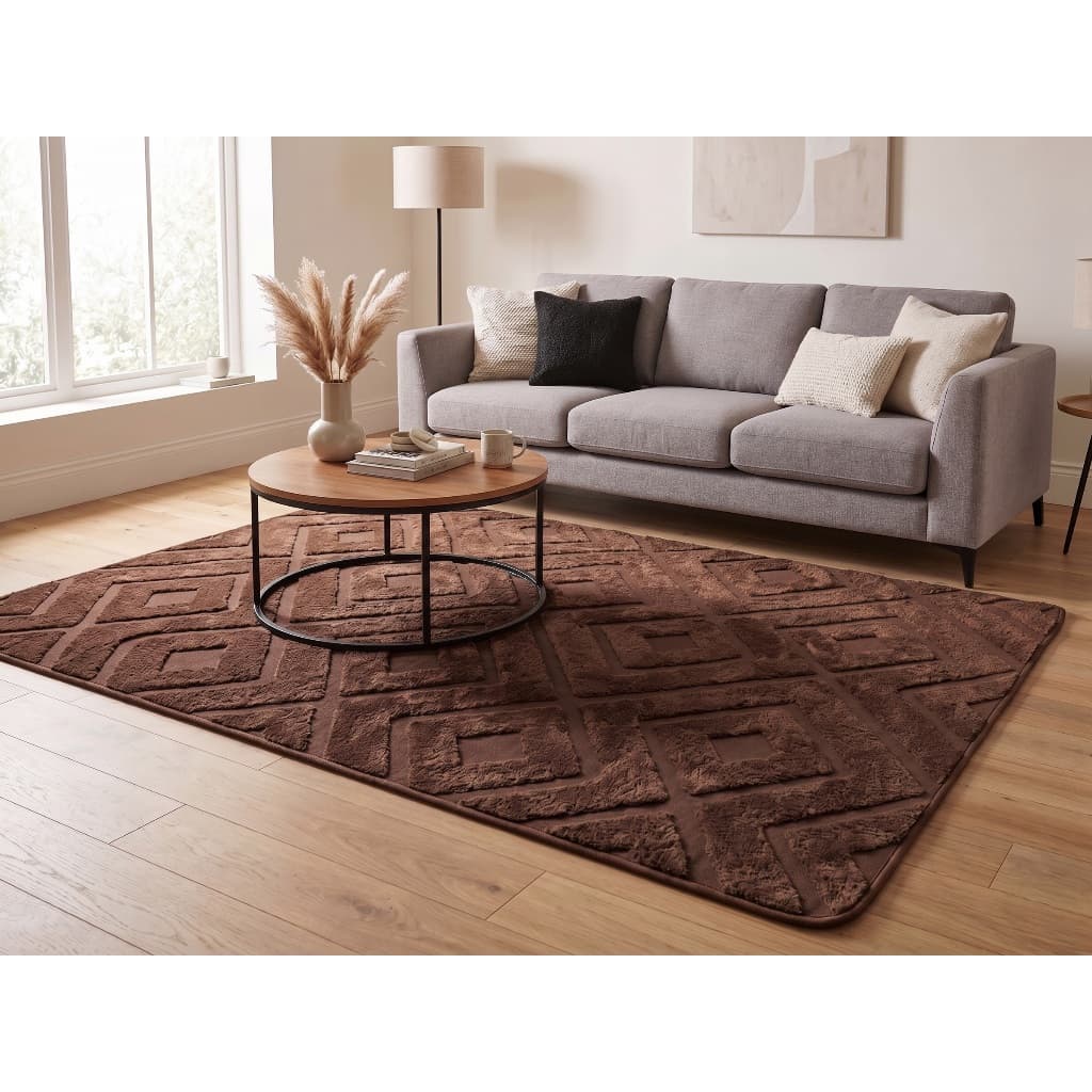 Tapete Sala Quarto Alto Relevo 3D Aveludado Antiderrapante Grande