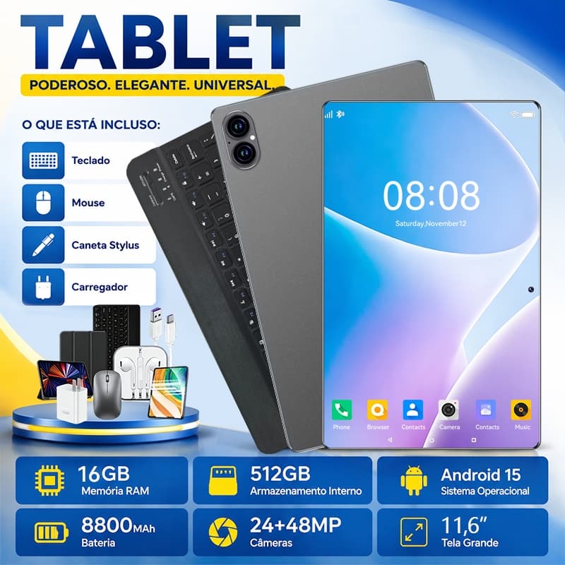 Tablet PC XPad20 Pro 16GB RAM + 512GB ROM 11.6-inch large screen 8800 mAh battery 5G Wi-Fi Dual SIM Android tablet