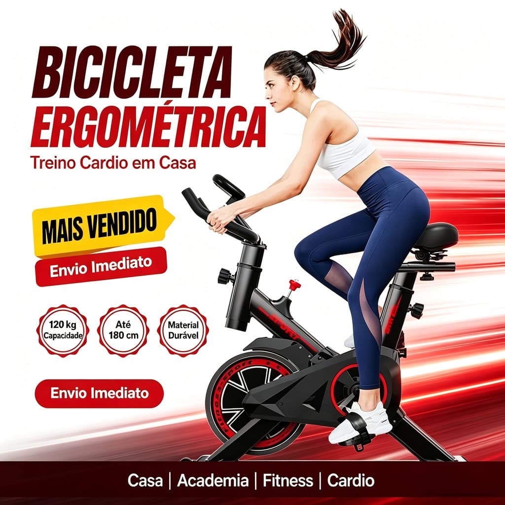 Bicicleta Spinning Ergométrica Profissional, para Academia e Fitness, Suporta até 120kg - V3