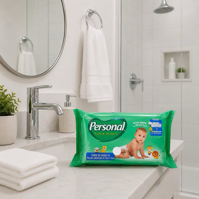 Toalhas umedecidas Personal Soft & Protect Infantil 50 Unidades 1 Pacote Lenço Umidecido Baby