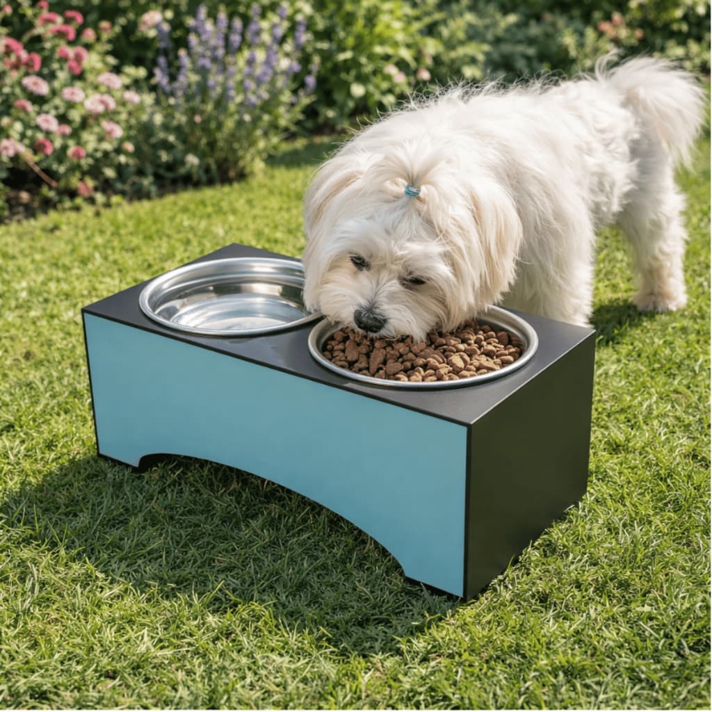 Comedouro e Bebedouro para PET Cachorro e Gato. Pode Lavar com Água e Sabão. 2 Tijelas de Aço Inox para Água e Ração.