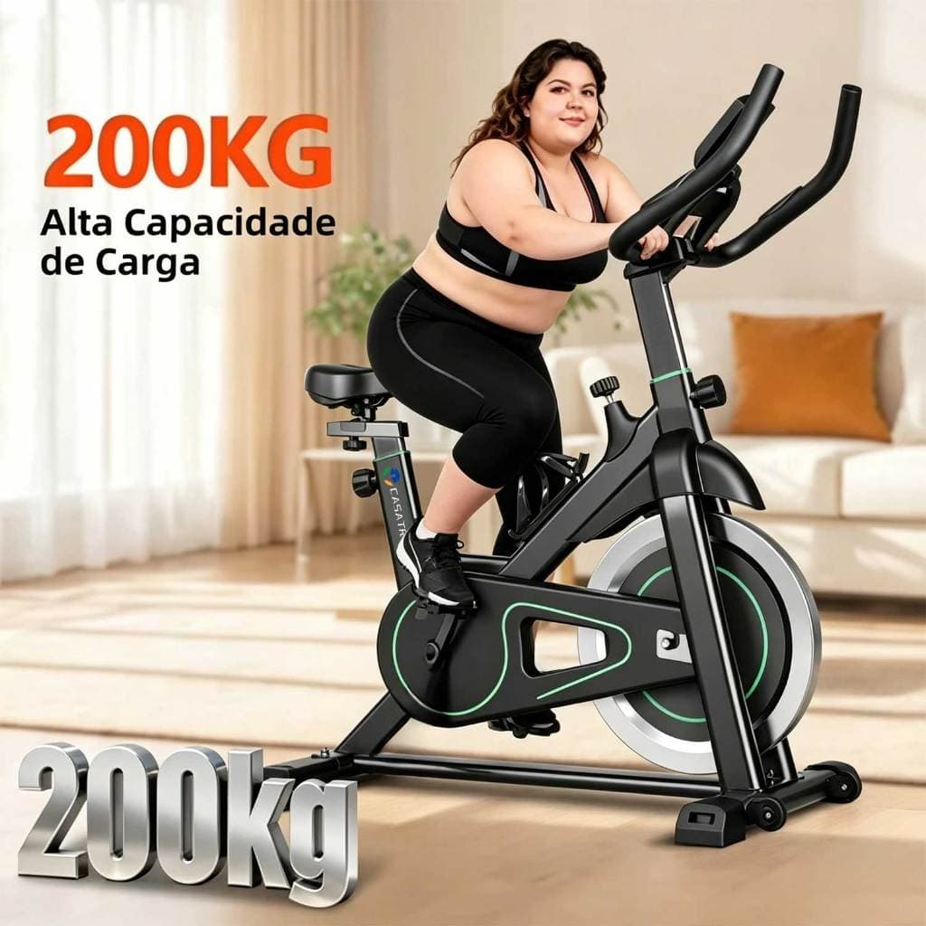 Bicicleta Spinning Ergométrica Silenciosa Ajustável Volante 6kg Sistema por Feltro Suporta até 200kg
