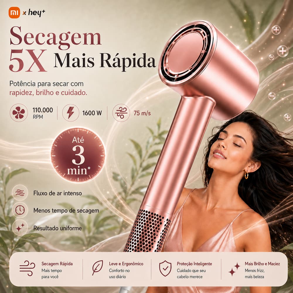 Heyplus H5 Kit Secador De Cabelo 127V Profissional Escova Secadora E Modelador De Cachos 1300w Potente Tecnologia De Í
