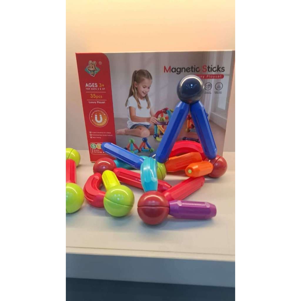 Conjunto de Bastões e Bolinhas Magnéticas Brinquedo Educativo Infantil ABS Seguro Grande Antiengasgo Brinquedo de Ciênci