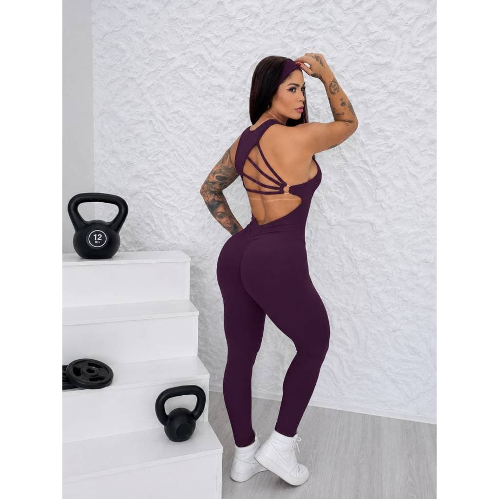 Macacão Feminino Fitness Academia DETALHE COSTAS Empina Bumbum Roupa de Malhar