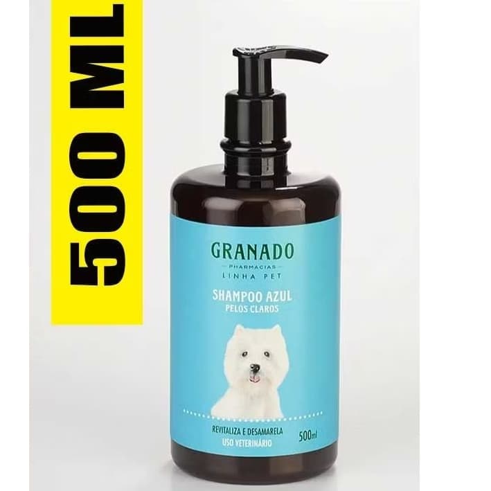 Shampoo Azul pet para Cães e Gatos Pelos Claros 500ml | Neutraliza Amarelado | Limpeza Profunda e Brilho
