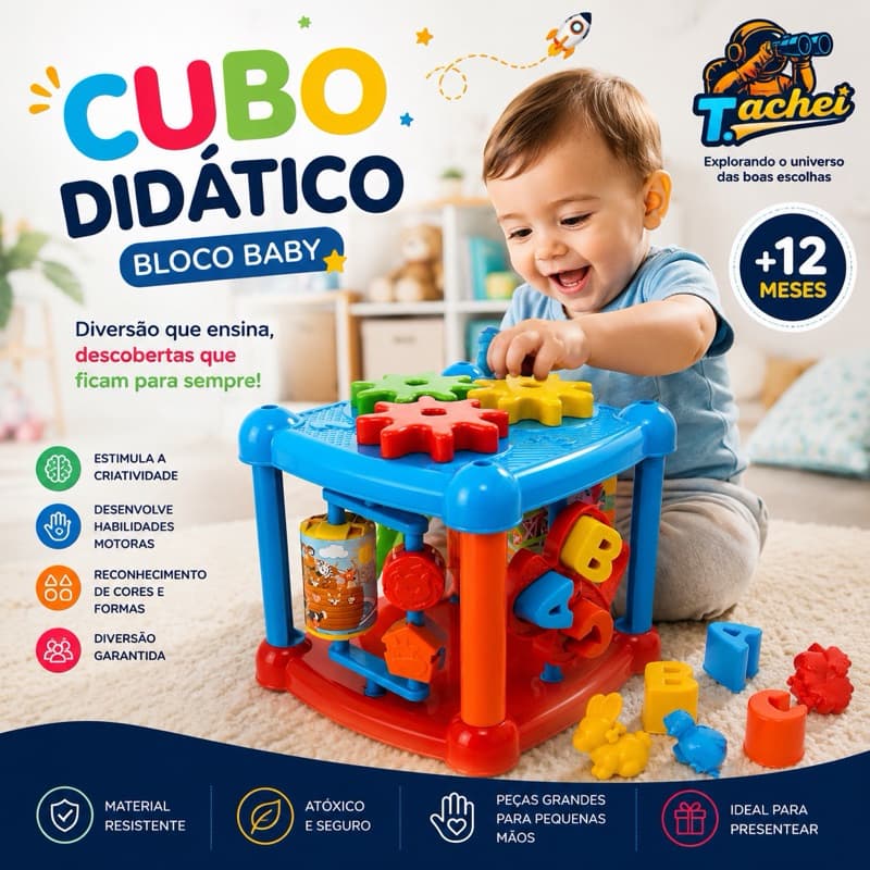 Brinquedo Educativo Divplast - Bloco Interativo com Letras e Formas para Desenvolvimento Infantil