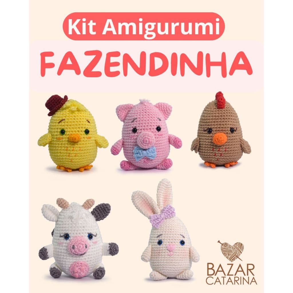 Kit Amigurumi Fazendinha crochê para iniciante faça você mesmo