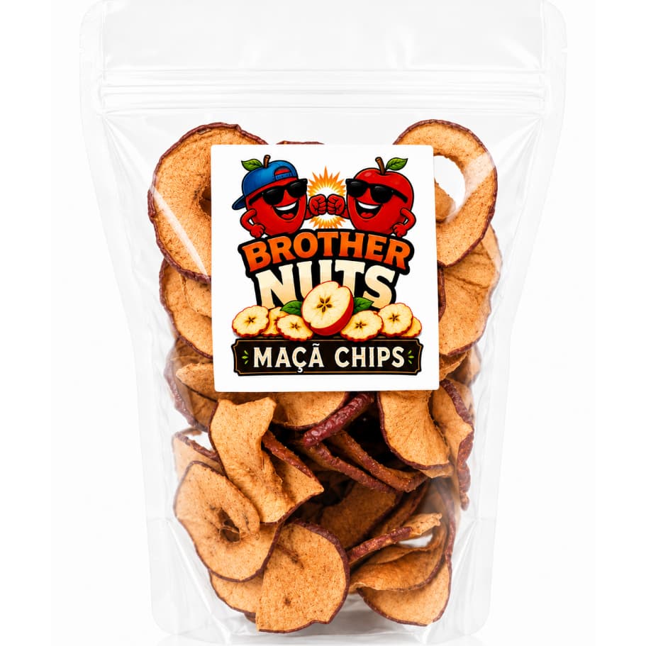 Maça Chips Liofilizada Importada Snack Premium Saudável embalagem Zip Lock