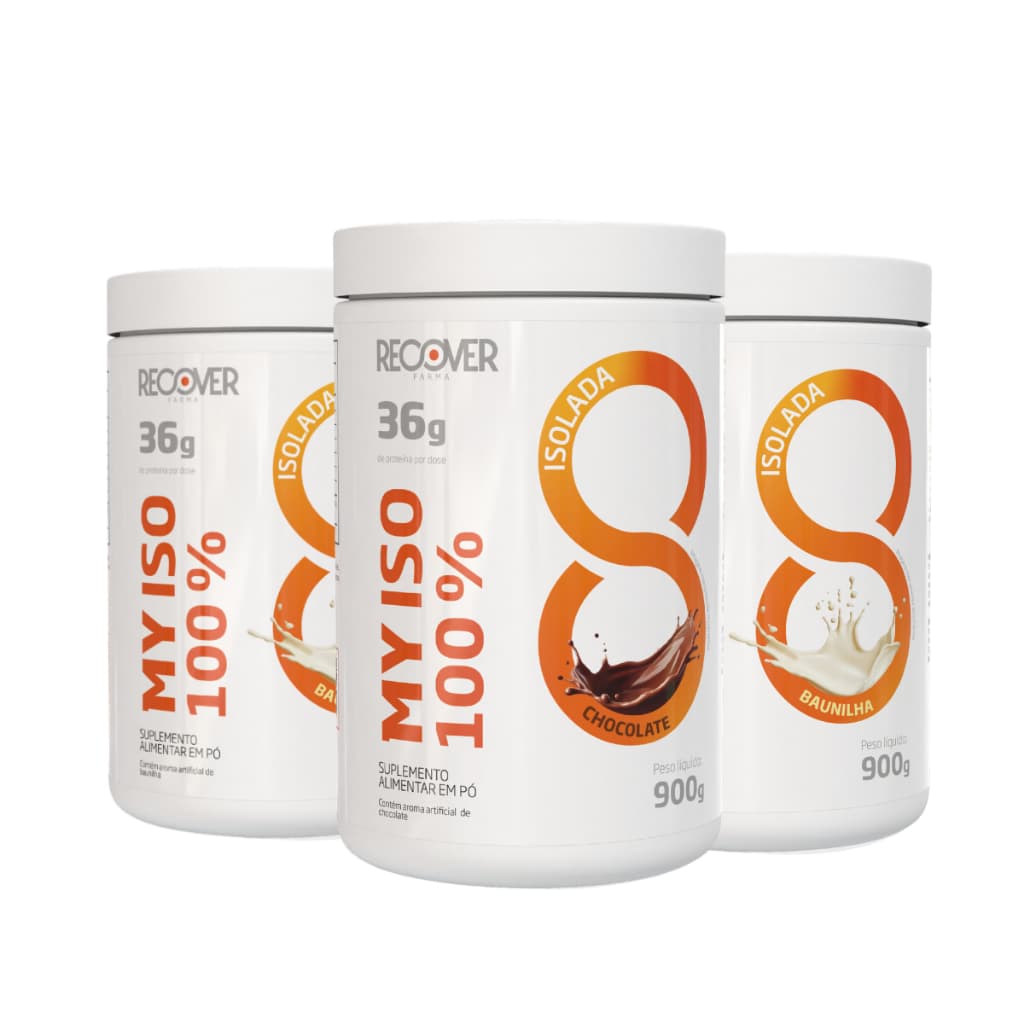 Kit 3 Whey Protein Isolado - 2 Baunilha e 1 Chocolate